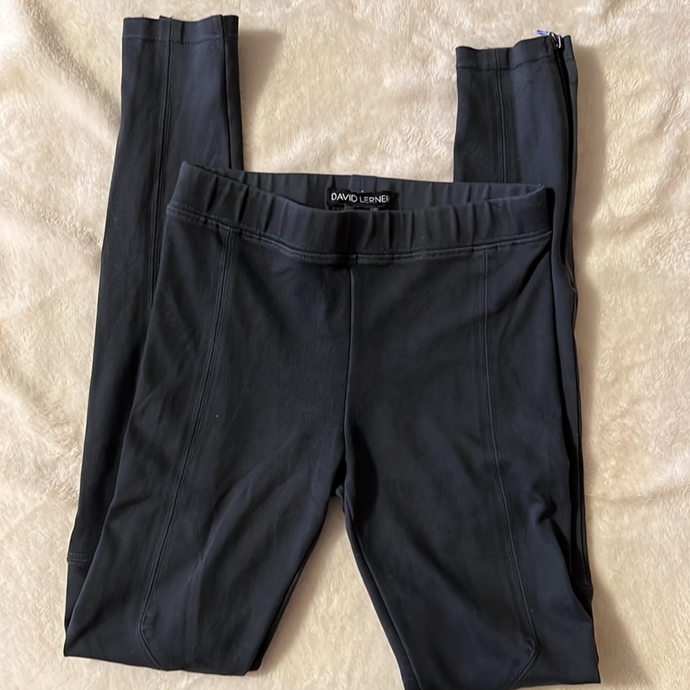 David Lerner athletic wear gray leggings with ankle zippers size xs